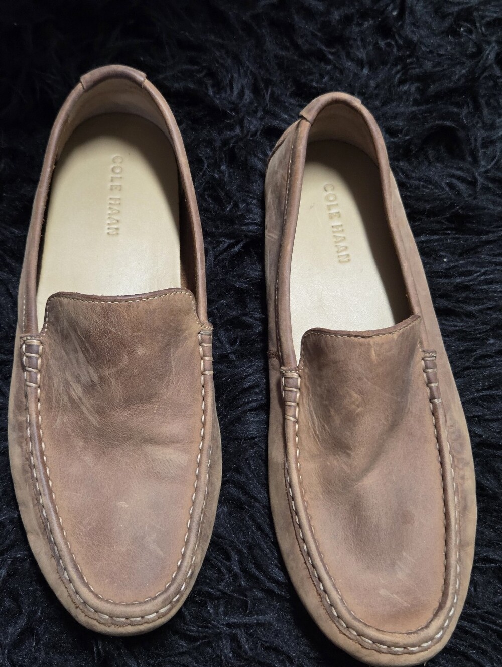 Cole Haan Men's Tan Brown Leather Slip-On Loafers Size 9.5